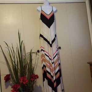 Black, pink, cream and white Maxi dress